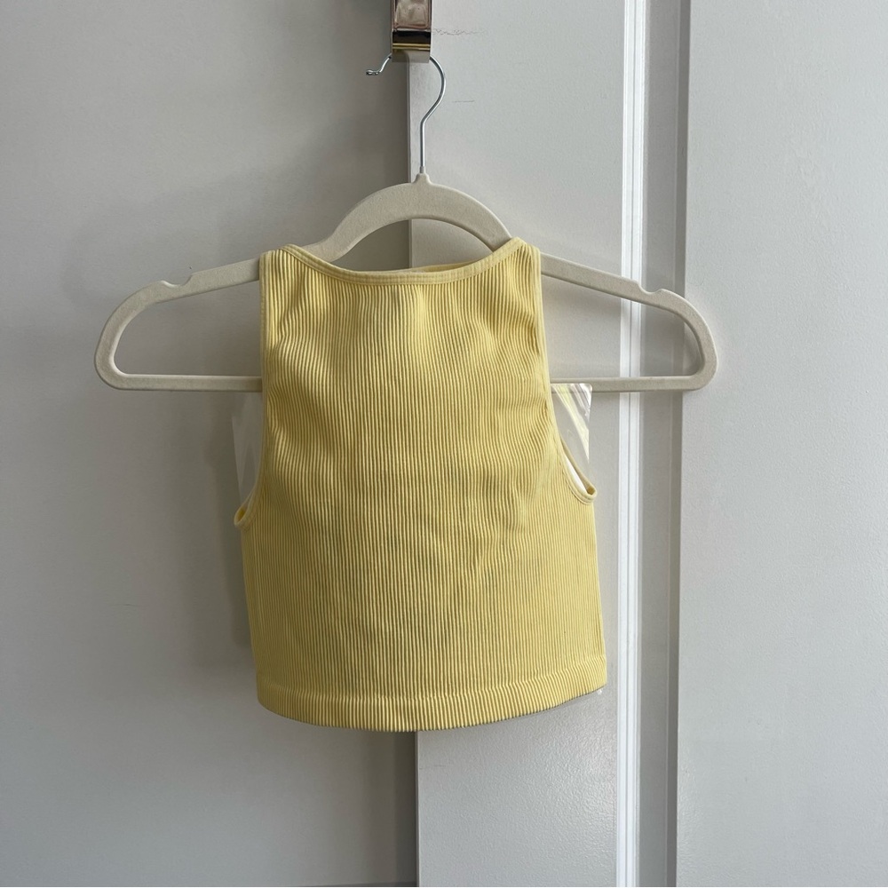 Yellow Ribbed Crop Top - Picture 2 of 5